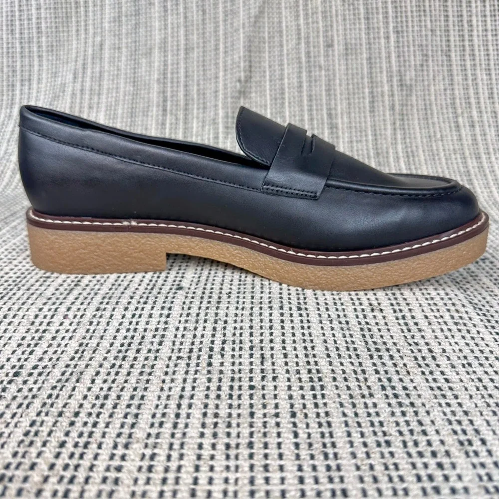 Bandolino Loafers Womens Size 8.5 Black Platform Farley Penny Slip On Gum Sole